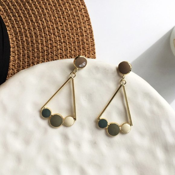 Lagom Studio Jewelry - Enamel Triangle Drop Earrings